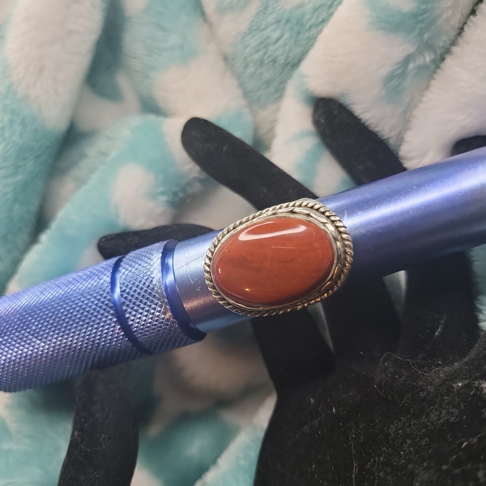 Sterling stone Copper Goldstone oval ring